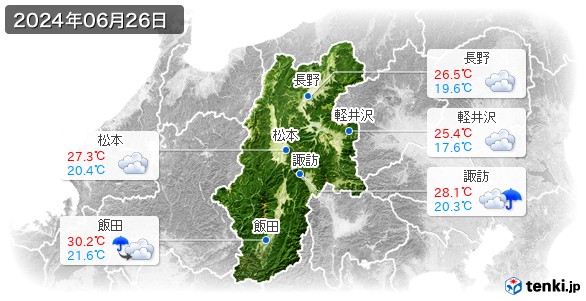 長野県(2024年06月26日の天気