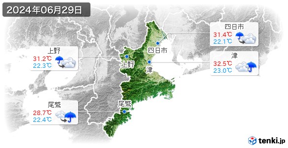 三重県(2024年06月29日の天気