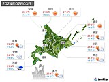 2024年07月03日の北海道地方の実況天気