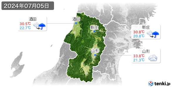 山形県(2024年07月05日の天気