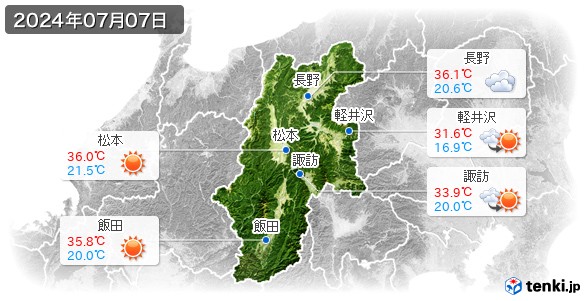 長野県(2024年07月07日の天気