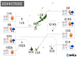 2024年07月09日の沖縄県の実況天気