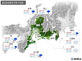 2024年07月15日の東海地方の実況天気