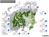 2024年07月17日の関東・甲信地方の実況天気