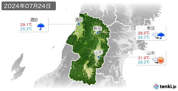 山形県(2024年07月24日の天気