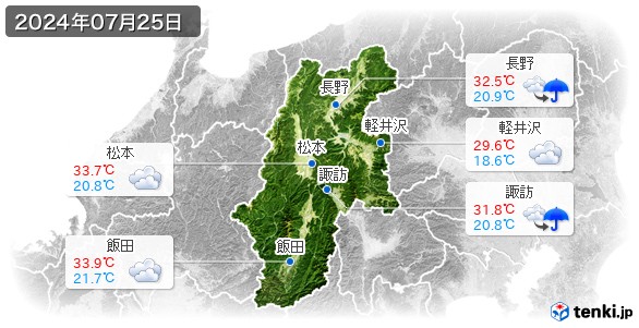 長野県(2024年07月25日の天気