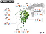 2024年07月27日の九州地方の実況天気