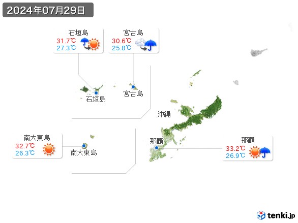 沖縄地方(2024年07月29日の天気