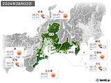 2024年08月02日の東海地方の実況天気