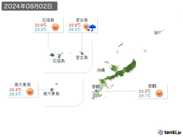 沖縄地方(2024年08月02日の天気