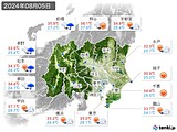 2024年08月05日の関東・甲信地方の実況天気