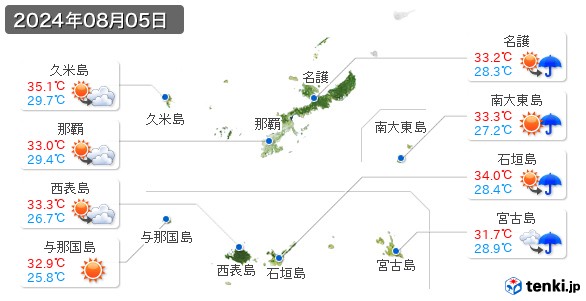 沖縄県(2024年08月05日の天気