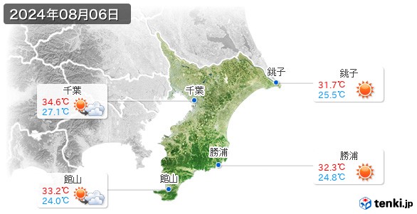 千葉県(2024年08月06日の天気