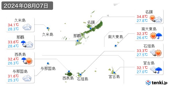 沖縄県(2024年08月07日の天気