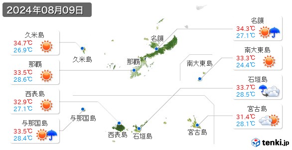 沖縄県(2024年08月09日の天気