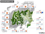 2024年08月11日の関東・甲信地方の実況天気
