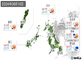 2024年08月16日の長崎県の実況天気