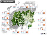 2024年08月18日の関東・甲信地方の実況天気