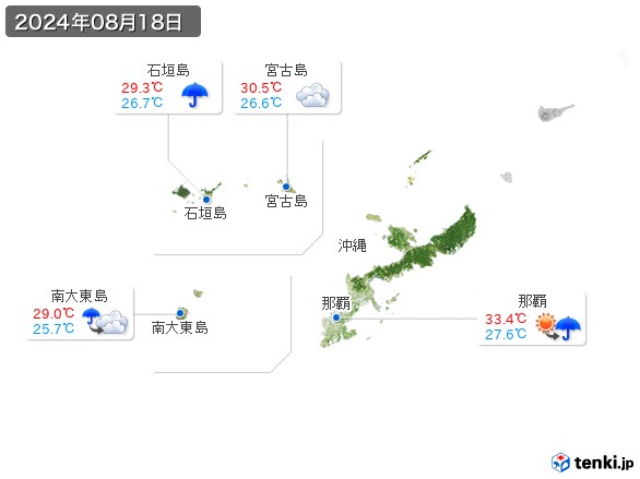 沖縄地方(2024年08月18日の天気