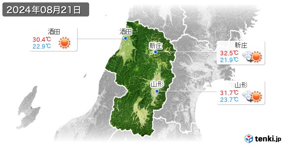 山形県(2024年08月21日の天気