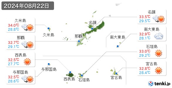 沖縄県(2024年08月22日の天気