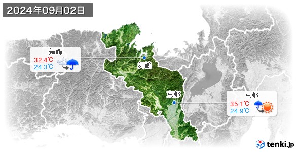 京都府(2024年09月02日の天気