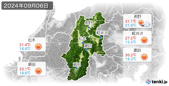 長野県(2024年09月06日の天気