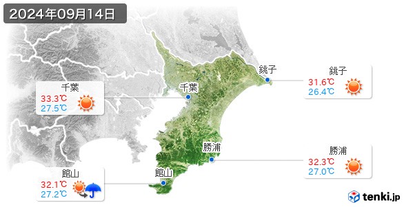千葉県(2024年09月14日の天気