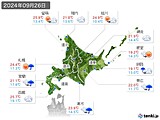 2024年09月26日の北海道地方の実況天気