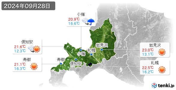 道央(2024年09月28日の天気