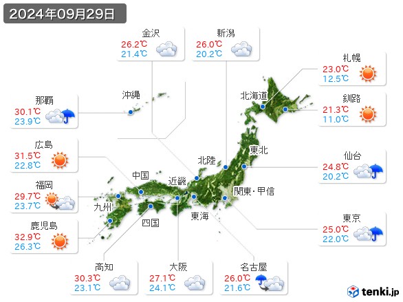 (2024年09月29日の天気