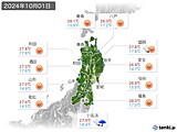 2024年10月01日の東北地方の実況天気