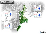 2024年10月03日の三重県の実況天気