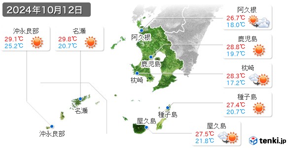 鹿児島県(2024年10月12日の天気