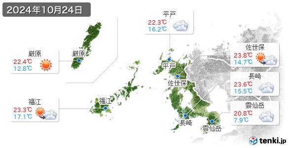 長崎県(2024年10月24日の天気