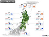 2024年10月28日の東北地方の実況天気