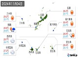 実況天気(2024年11月04日)