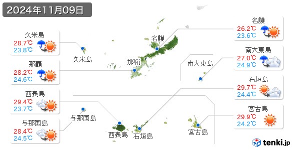 沖縄県(2024年11月09日の天気