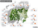 2024年11月13日の関東・甲信地方の実況天気