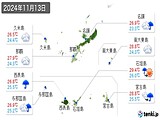 2024年11月13日の沖縄県の実況天気
