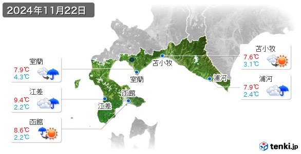 道南(2024年11月22日の天気