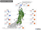 2024年11月24日の東北地方の実況天気