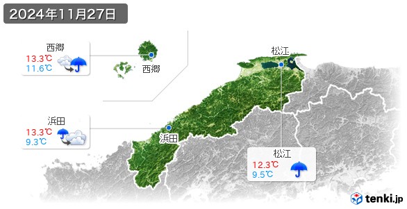島根県(2024年11月27日の天気