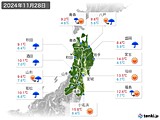 2024年11月28日の東北地方の実況天気