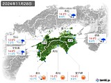 2024年11月28日の四国地方の実況天気