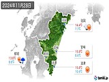 2024年11月28日の宮崎県の実況天気