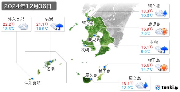 鹿児島県(2024年12月06日の天気
