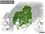 2024年12月08日の広島県の実況天気