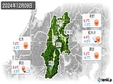 2024年12月09日の長野県の実況天気