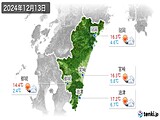 2024年12月13日の宮崎県の実況天気